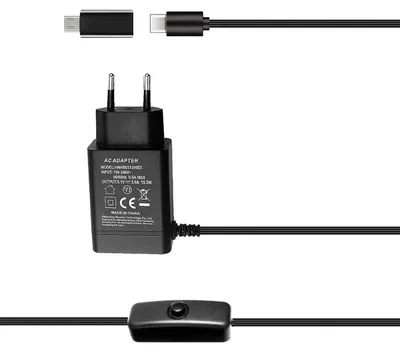 Zdjęcie produktu dla Zasilacz Bruphny do Raspberry Pi 4/3, 5.1V 3A, złącze USB-C z włącznikiem/wyłącznikiem