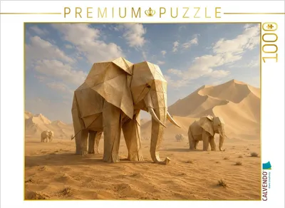 Produktbild von CALVENDO Puzzle Origami-Elefanten der Wüste | 1000 Teile Lege-Größe 64x48cm Foto-Puzzle für glückliche Stunden