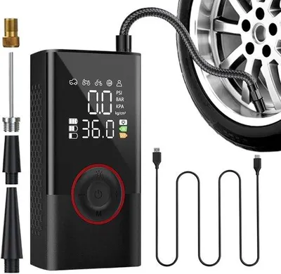 Image de Compresseur d'air électrique pour pneus - Pompe à air numérique - 150 psi - Noir