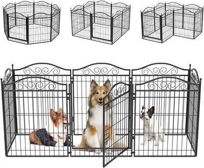 Productafbeelding van Huisdierenren - Hekken panelen - Veilig spelen - Aanpasbare vorm - 80 cm hoog - Zwart