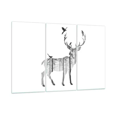 Produktbild von Bilder auf glas - Hirsch Herbst Wald Illustration - 105x70cm - Glasbilder - Wandbilder - Kunstdruck - zum Aufhängen bereit - Wanddekoration aus Glas - Glas Bilder - Wandbild auf Glas - GCE105x70-3159