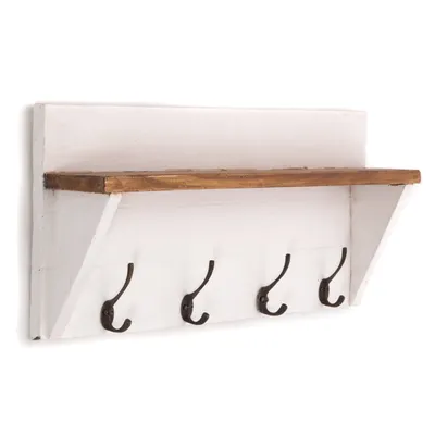 Produktbild von WANDGARDEROBE MIT REGAL "VINTAGE" | 60x26cm (BxH)  | Kleiderhaken | Farbe: 06 weiß-landhaus