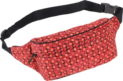Produktbild von Große Bedruckte Stoff Gürteltasche, Crossbody Bag, Hüfttasche - Rot, Uni - Erwachsene, Baumwolle, 15*20*5 cm, Festival- Bauchtasche Hippie