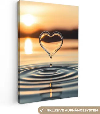 Zdjęcie produktu dla MuchoWow© Obraz na płótnie 40x60 cm - Motyw: Heart Water, nowoczesny obraz na ścianę do salonu i innych pomieszczeń