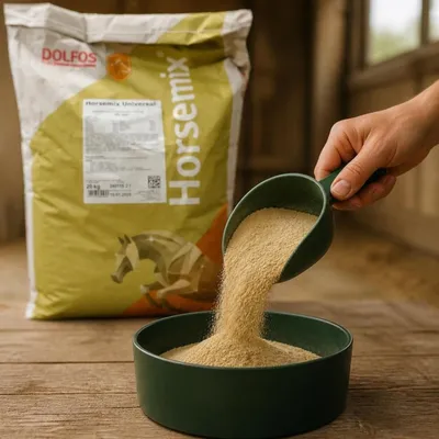Produktbild von Dolfos Horsemix Universal – Ergänzungsfuttermittel für Pferde, Vitamine und Mineralstoffe, 20 kg, KI-generiertes Bild