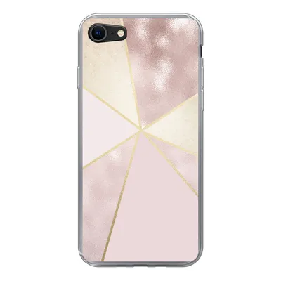 Produktbild von MuchoWow® Handyhülle Schutzhülle Hülle für iPhone SE 2020 Marmor - Rosa - Gold - Schick Silikon Softcase Handy Hülle - Kartenbesitzer
