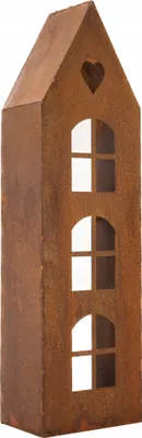 Image de Lanternes en métal rouillé - Lanterne à bougie intérieure - Lanternes de jardin - Bougies - Maison à bougie - Maison à bougie chauffe-plat - Lanterne - Lanterne de Noël - Noël