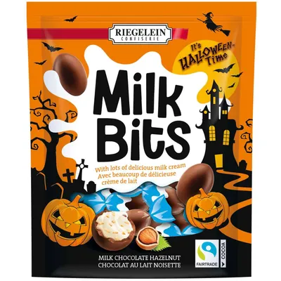 Produktbild von Riegelein Halloween Milk Bits Vollmilch-Haselnuss 166g