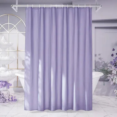 Image de Rideau de douche 180x180 cm, tissu polyester, violet, avec 12 crochets, résistant à la moisissure, imperméable, lavable