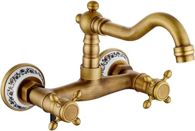 Obrázok produktu pre Kuchynská batéria nástenná, antický bronz, rotácia 360°, mosadz, do kuchyne