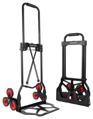 Zdjęcie produktu dla Wózek schodowy składany - Wózek trójkołowy - 50 kg - Regulowany uchwyt - Czarny