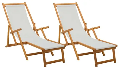 Image de vidaXL : 2 chaises longues pliantes, bois d'eucalyptus massif, 3 positions