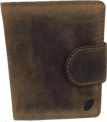 Produktbild von Fettlederbrieftasche Geldbörse mit Riegel Druckknopf, braun