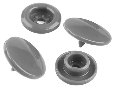 50 Set farbenfrohe Druckknöpfe rund 10mm grau