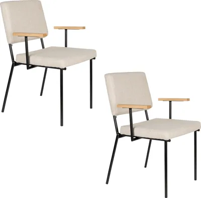 Produktbild von Zuiver Fellow Esszimmerstuhl mit Armlehne Creme/ Weiß - 2 er Set