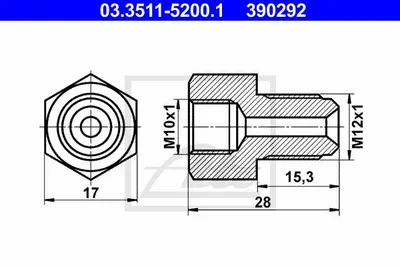 Produktbild von ATE Adapter Bremsleitung 03.3511-5200.1 15,3mm