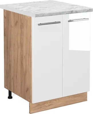 Image de Meuble bas de cuisine Vicco Fame-Line Blanc Haute brillance 60cm , PT Marbre, Model 46095