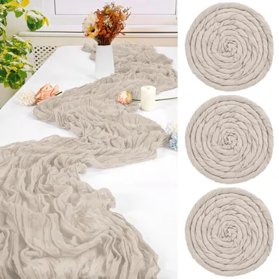 Tischläufer 3er-Set, 90 x 300 cm, Polyester, Boho-Stil, rotbraun