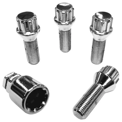 Zdjęcie produktu dla Zapięcie do felg M14x1,5x30 mm, kołnierz stożkowy 60°, kompatybilne z modelami Nissan, Opel i Renault – zestaw 4 srebrnych zapięć do felg