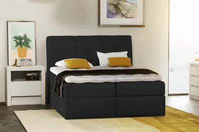 Produktbild von Boxspringbett Schlafzimmerbett TURIN Kunstleder Schwarz 180x200 cm