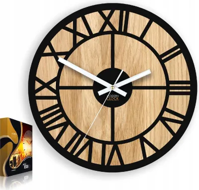 Produktbild von ModernClock, Wanduhr, Wohnzimmer, 33cm, große Wanduhr aus Eiche, Oslo