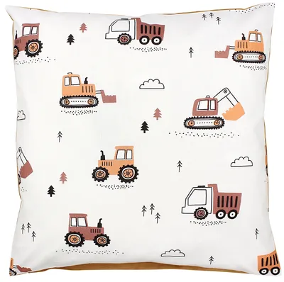 Produktbild von TupTam Kinder Kissenbezug Kissenhülle Dekorativ Gemustert, Farbe: Baufahrzeuge / Bagger / Beige / Kakaobraun, Größe: 40 x 80 cm