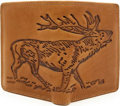 Produktbild von Hill Burry echt Leder Portemonnaie Geldbörse Geldbeutel Motivbörse Hirsch mit RFID Schutz