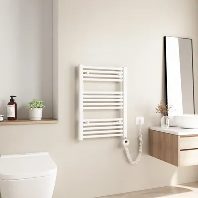 Produktbild von Heilmetz Heizkörper Elektrisch 70 x 50 cm Weiß Gerade Rundrohre Badheizkörper Elektrisches Ohne heizstab