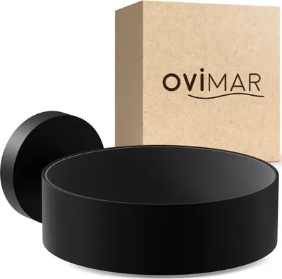Produktbild von ovimar Haartrocknerhalter Kvitoya | Edelstahl | schwarz matt | mit Wandmontage zum Bohren | mit Fönpolsterung | zum Bohren | Föhn Halterung im Badezimmer | | perfektes Bad Zubehör