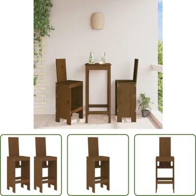 Produktbild von The Living Store Barhocker 2 Stk. Honigbraun 40x42x120 cm Massivholz Kiefer