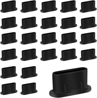 Immagine prodotto di Guarnizioni per connettore USB-C - 50 pezzi - Silicone - Guarnizioni per connettore USB-C - Protezioni per porta di ricarica - colore nero
