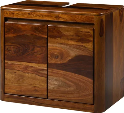 Image de MASSIVMOEBEL24 | Meuble sous lavabo 70x40x60 en bois de Sheesham noisette laqué TORONTO #316