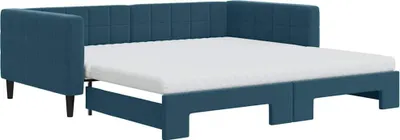 Obrázok produktu pre vidaXL Rozkladacia posteľ s matracmi Modrá 100x200 cm Velvet