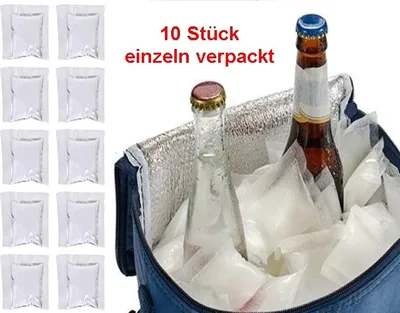 Produktbild von GKA 10 Stück Eiswürfelbeutel einzeln verpackt Eiswürfel für Kühltasche Getränke Eiswürfel Eiswürfelform Kompressen