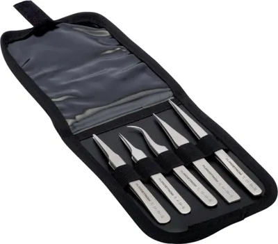 Produktbild von Bahco Satz Hochpräzisionspinzetten aus Edelstahl, antimagnetisch SS, AA, 2A, 4, 7A 5 Stk. pro Tasche