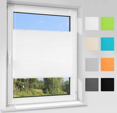Produktbild von Plissee Klemmfix ohne Bohren, Weiß 70x110cm (BxH), Plisseerollo Fensterrollo Jalousie, Sonnenschutz, Easyfix, für Fenster und Tür