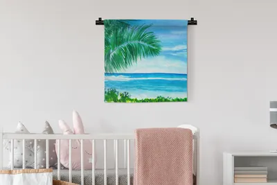 Produktbild von MuchoWow® Wandteppich Wandbehang Meer - Pflanze - Aquarell 60x60 cm Tapisserie Dekoration Wandtuch - Dekorationen - Wand Decke