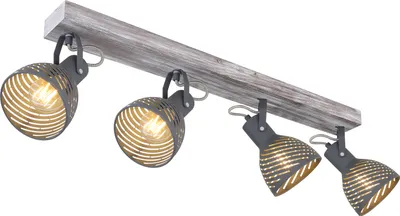 Produktbild von Globo Lighting Strahler Holz antik weiß getüncht, 4x E27