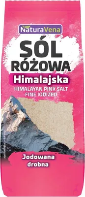 SÓL HIMALAJSKA RÓŻOWA DROBNO MIELONA JODOWANA 500 g - NATURAVENA