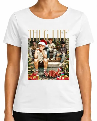 Imagen del producto de Thug Life, Kevin, Solo en casa, Gangster, Marv, Harry, Kate - Navidad, Camiseta para mujer, Blanca, Talla M