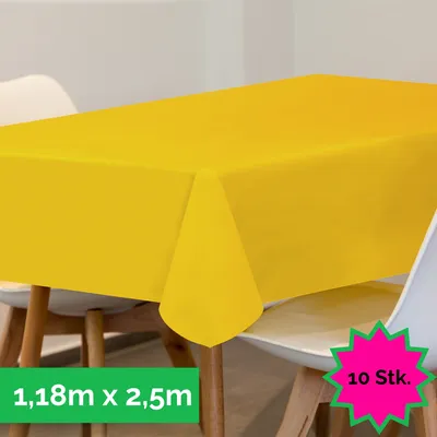 Produktbild von Sensalux Tischdecke, abwaschbar, Vorteilspack, 10 Stück, 1,18m x 2,5m, Gelb