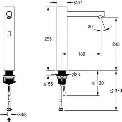 Technische Zeichnung F7EV1002 Elektronik Standventil DN 15
