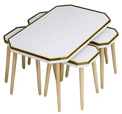 Immagine prodotto di Elegantes weißes Wohnzimmer-Set aus Holz und Edelstahl