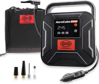 Produktbild von HEYNER® Kompressor mini I Tasche I 12V/120W Druckluft 10 bar/150PSI Digitales Manometer I LED Beleuchtung I elektrische Luftpumpe tragbarer Kompressor 10 bar Zigarettenanzünder Autoreifen