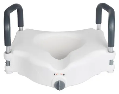 Produktbild von Erhöhter Toilettensitz, 136 kg Tragfähigkeit, gepolsterte Griffe, schwarz