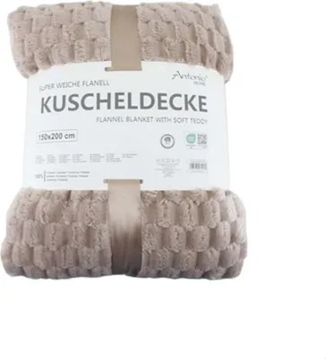 Produktbild von Premium Kuscheldecke » Waffeloptik Wohndecke » Couchdecke Soft Teddy | Tagesdecke 150 x 200 cm Farbe: Beige