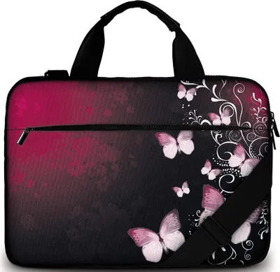Produktbild von Laptoptasche / Notebooktasche 15 - 15.6 Zoll aus Canvas, Schmutz & wasserabweisend, Rot Butterfly