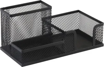 Image de Organiseur de bureau Q-Connect, métal, 3 compartiments, noir