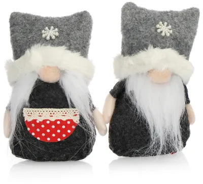 2er-Set Weihnachtselfen, Nordpol-Figuren, 13 cm, Dekoration
