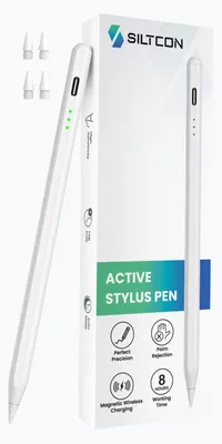 Productafbeelding van Siltcon® Stylus Pen - iPad 2018-2024 - Palm Rejection - Apple Pencil Alternatief - 4 extra punten